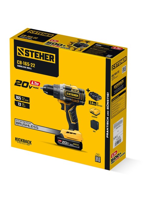 Дрель-шуруповерт CB-165-22 STEHER 20 В, 165 Н·м, 2 АКБ LMS (2 А·ч) Дрель-шуруповерт CB-165-22 STEHER 20 В, 165 Н·м, 2 АКБ LMS (2 А·ч)