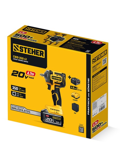 Ударный гайковерт CWB-350-41 STEHER 20 В, 350 Н·м, 1 АКБ LMS (4 А·ч)