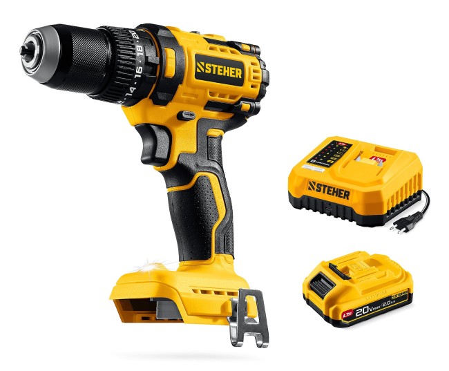 Ударная дрель-шуруповерт CBS-65-21 STEHER 20 В, 65 Н·м, 1 АКБ LMS (2 А·ч) Ударная дрель-шуруповерт CBS-65-21 STEHER 20 В, 65 Н·м, 1 АКБ LMS (2 А·ч)