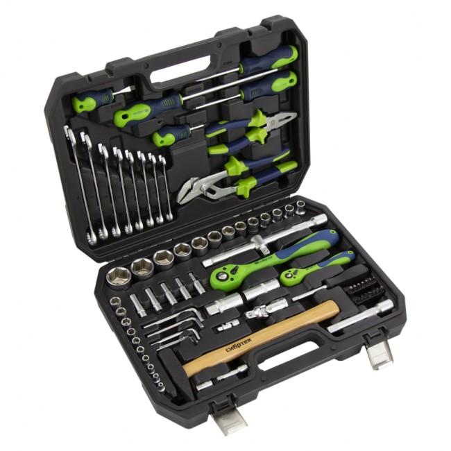 Набор инструментов 1/2", 1/4" CrV 76 предметов Сибртех