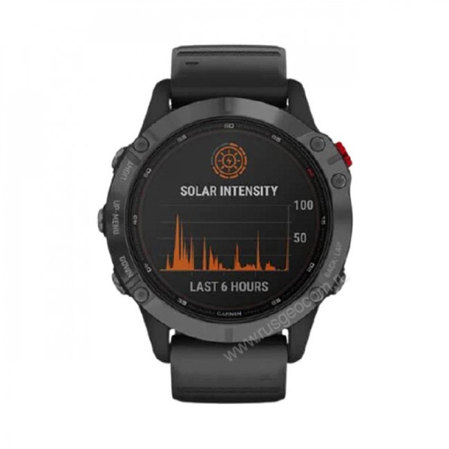 Часы Garmin Fenix 6 Pro Solar серые с черным ремешком Часы Garmin Fenix 6 Pro Solar серые с черным ремешком