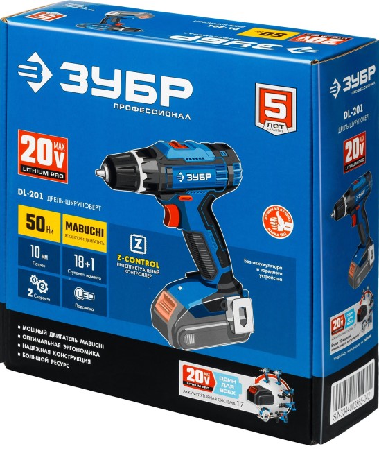 Дрель-шуруповерт DL-201 ЗУБР без АКБ
