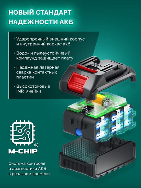 Пила цепная аккумуляторная ПЦБ-2025-21 ЗУБР 20 В, 250 мм шина, 1 АКБ LMS (2 Ач)