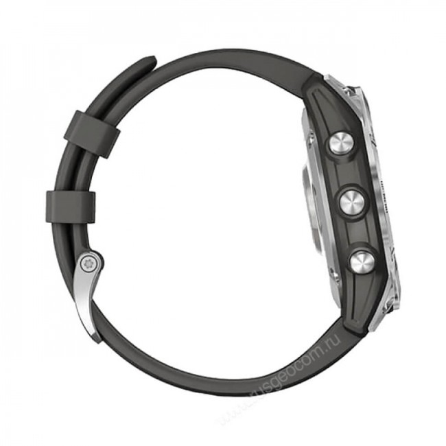Часы Garmin Fenix 7 серебристый с графитовым силиконовым ремешком Часы Garmin Fenix 7 серебристый с графитовым силиконовым ремешком