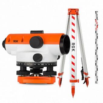 Комплект оптический нивелир RGK C-20 + штатив S6-N + рейка AMO S4 Комплект оптический нивелир RGK C-20 + штатив S6-N + рейка AMO S4