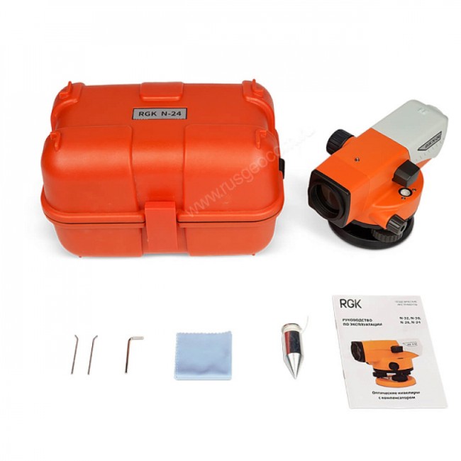 Комплект оптический нивелир RGK N-24 с поверкой + штатив S6-N + рейка AMO S3 Комплект оптический нивелир RGK N-24 с поверкой + штатив S6-N + рейка AMO S3