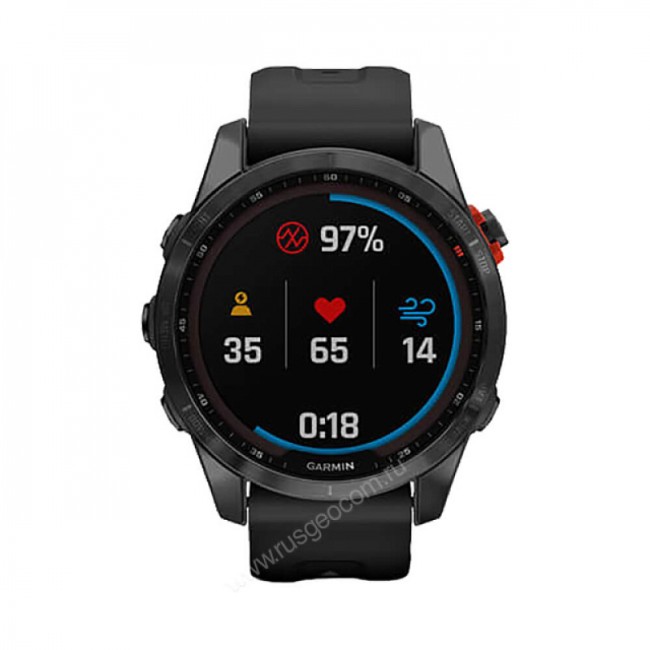 Часы Garmin Fenix 7S Solar серый с черным силиконовым ремешком Часы Garmin Fenix 7S Solar серый с черным силиконовым ремешком