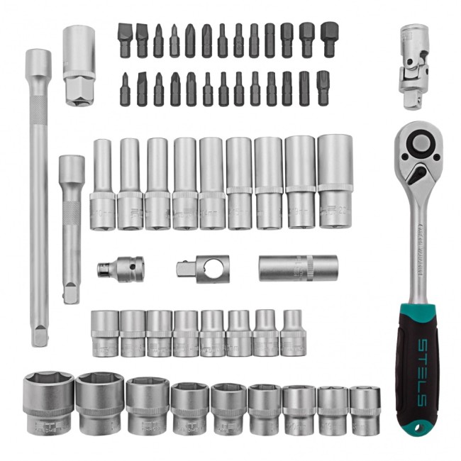 Набор инструментов, 1/2", CrV 60 предметов Stels Набор инструментов, 1/2", CrV 60 предметов Stels