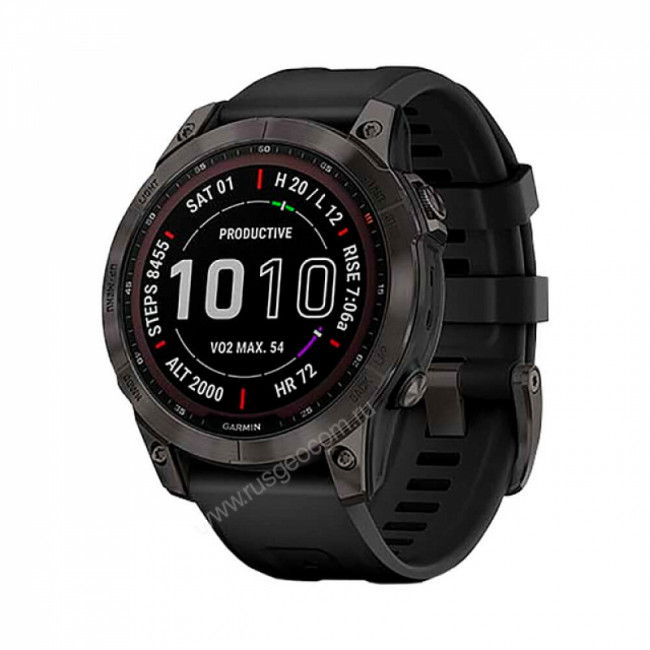 Часы Garmin Fenix 7 Sapphire Solar титановый черный DLC с черным ремешком Часы Garmin Fenix 7 Sapphire Solar титановый черный DLC с черным ремешком