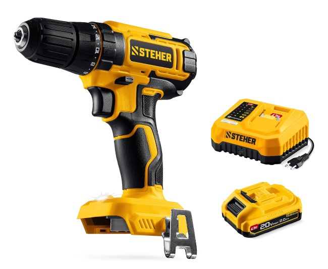 Дрель-шуруповерт CD-40-21 STEHER 20 В, 40 Н·м, 1 АКБ LMS (2 А·ч)