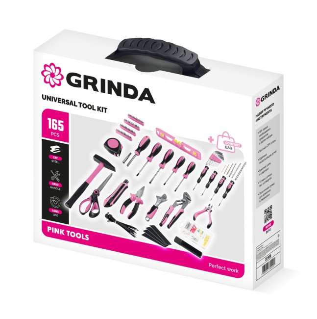 GRINDA Pink Force 165 предм, универсальный набор инструмента (22109) GRINDA Pink Force 165 предм, универсальный набор инструмента (22109)